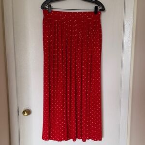Celine Red A-Line Skirt with White Dots
